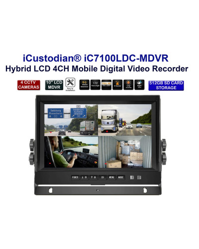 Hybrid 1080P MDVR HD 10" LCD Screen Taxi Truck CCTV Video Recorder