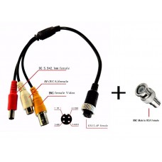 iCustodian® CCTV 4 PIN Aviation to BNC cable with Video, Audio and DC Power.