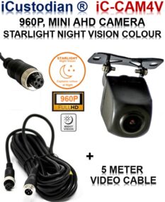 iCustodian® iC-CAM4V-AHD 960P STARLIGHT MINI CCTV CAMERA + 5M CABLE