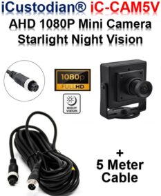 iCustodian® iC-CAM5V-AHD 1080P STARLIGHT MINI CCTV CAMERA + 5M CABLE